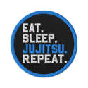 Patch Grappling Brodé "Eat Sleep Jiu Jitsu" - Diamètre 9 Cm - Thermocollant Ou à Coudre - Pour Gi De Jiu-Jitsu Brésilien - 2