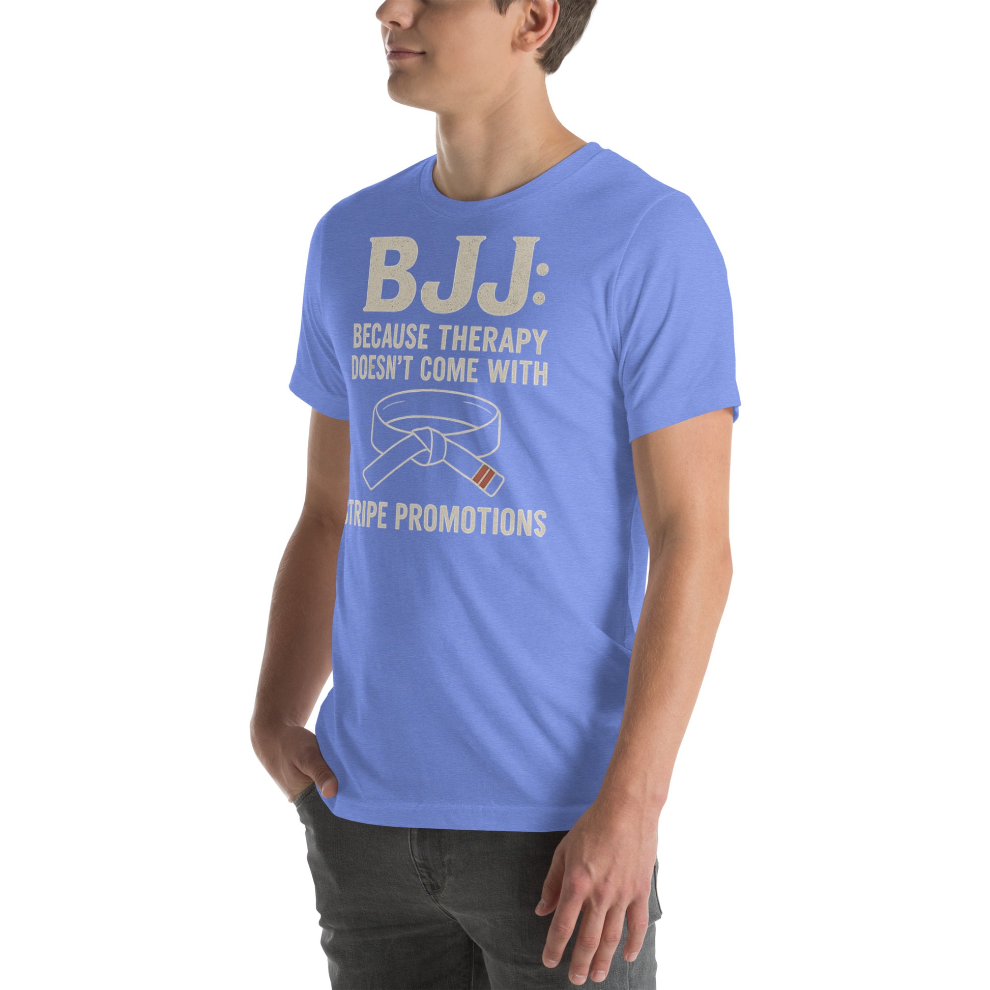 BJJ Therapy Shirt – “Because Therapy Doesn’t Come with Stripe Promotions” | Funny Brazilian Jiu-Jitsu T-Shirt for Grapplers