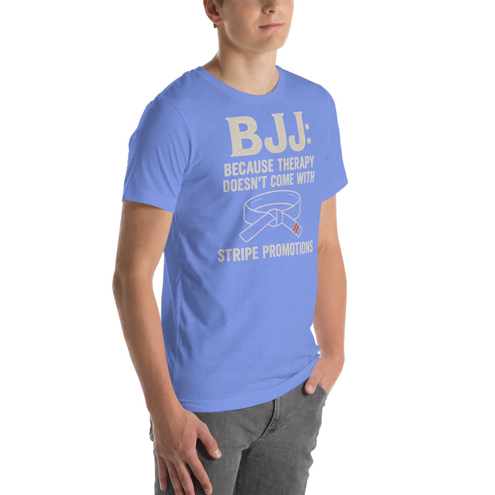 BJJ Therapy Shirt – “Because Therapy Doesn’t Come with Stripe Promotions” | Funny Brazilian Jiu-Jitsu T-Shirt for Grapplers