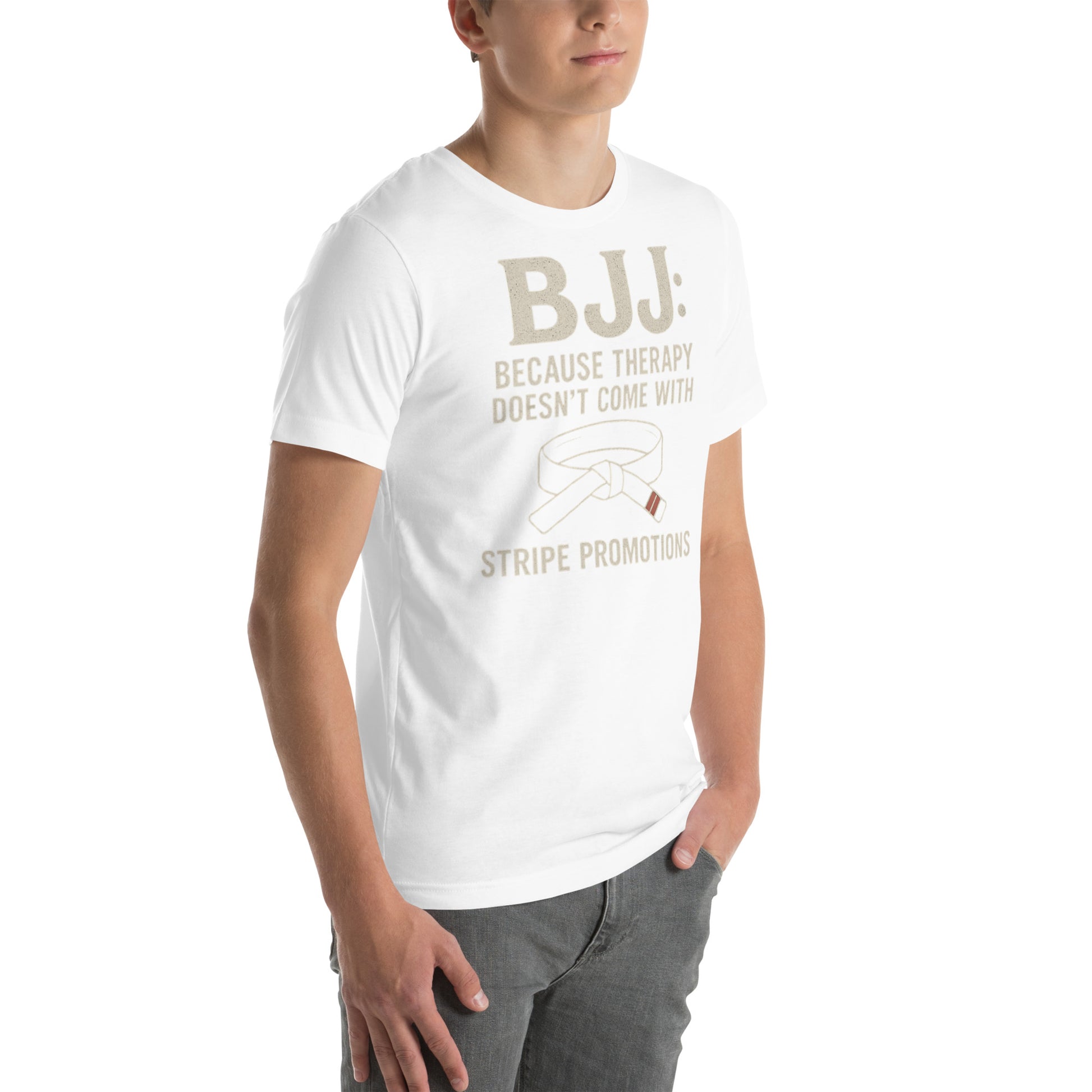 BJJ Therapy Shirt – “Because Therapy Doesn’t Come with Stripe Promotions” | Funny Brazilian Jiu-Jitsu T-Shirt for Grapplers