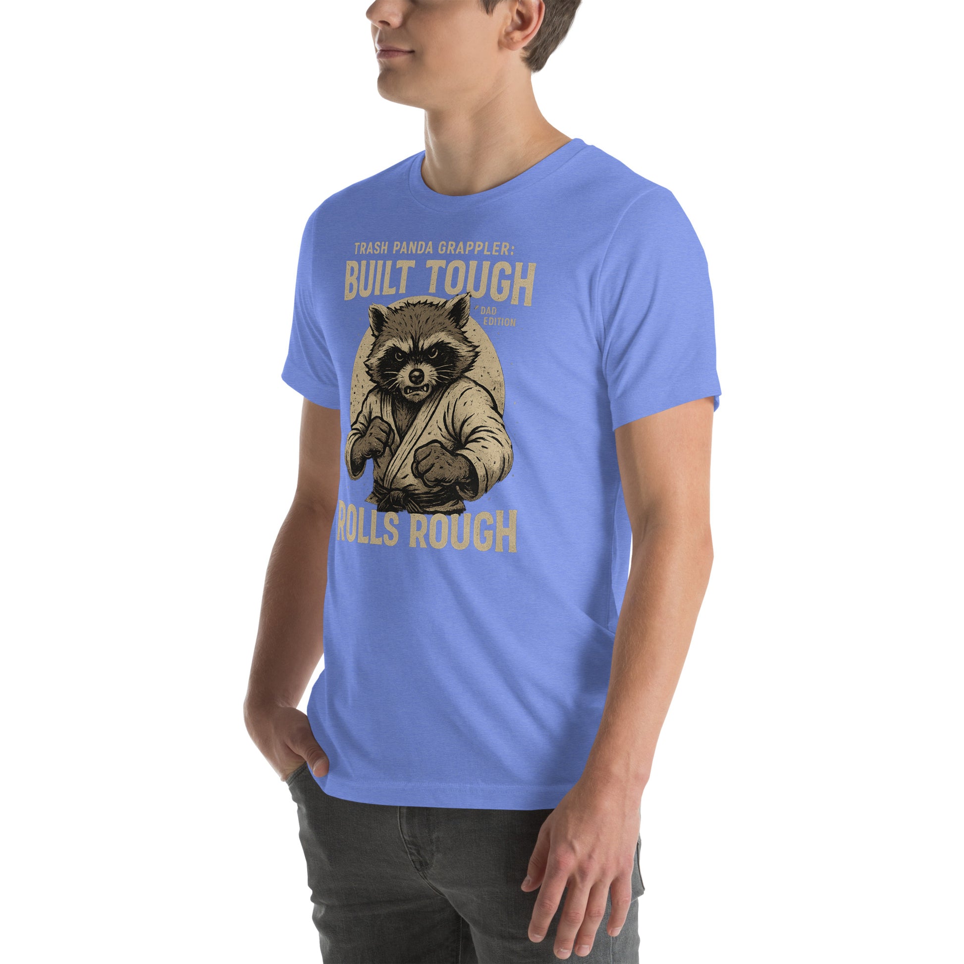 Funny BJJ Dad Shirt – Built Tough Rolls Rough | Trash Panda Grappler Tee for Father’s Day