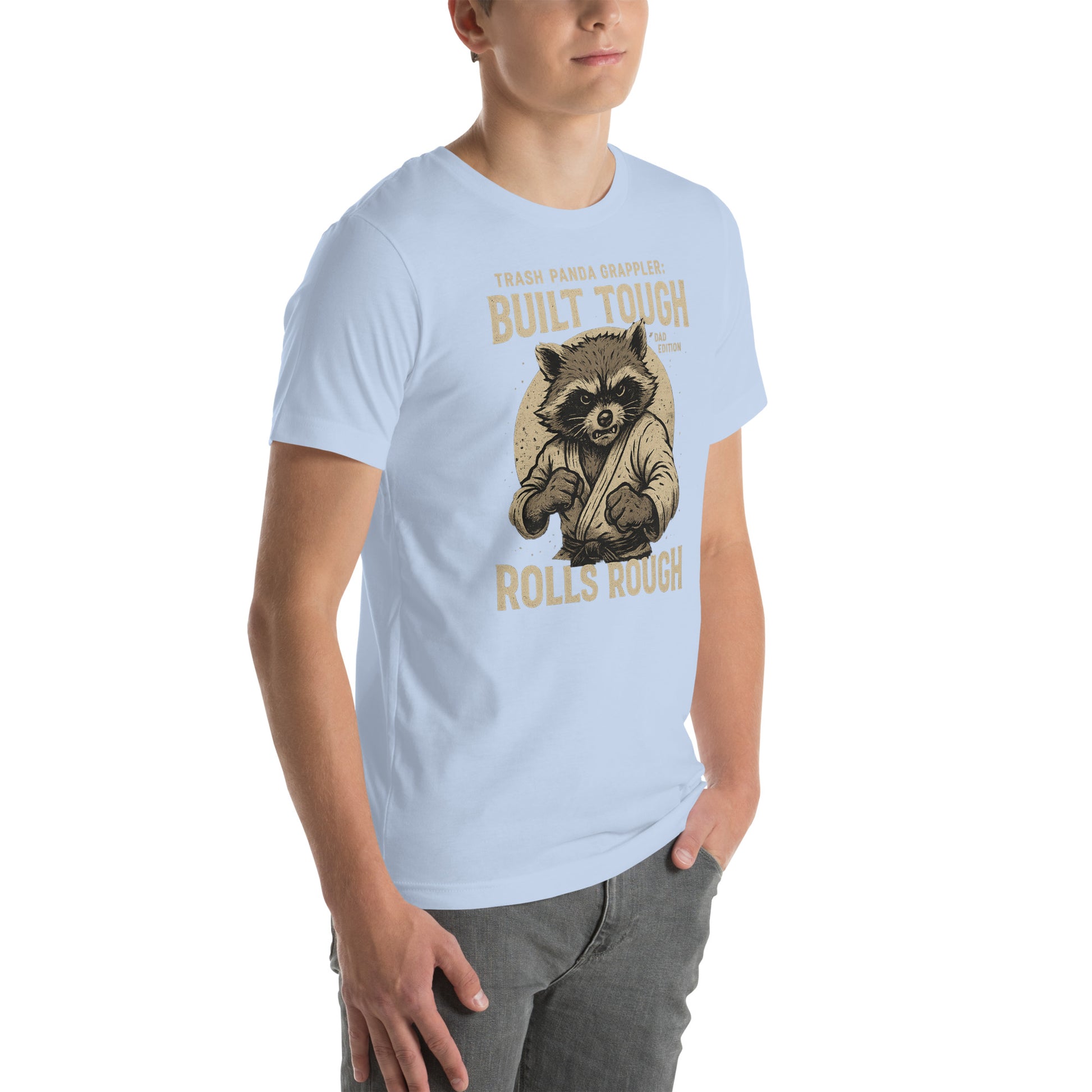 Funny BJJ Dad Shirt – Built Tough Rolls Rough | Trash Panda Grappler Tee for Father’s Day