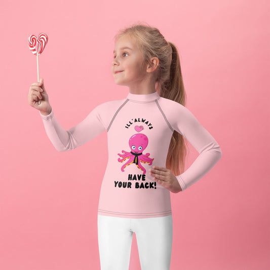 Kids BJJ Rash Guard -I'll Always have your back | Jiujiteira No-Gi Shirt for Girls (Sizes 2T–7)-rash guard-The Women of Jiujitsu