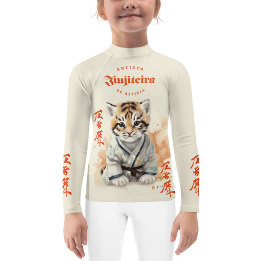 Kids BJJ Rash Guard- Japanese Jiujitsu Kitty | Jiujiteira No-Gi Shirt for Girls (Sizes 2T–7)-rash guard-The Women of Jiujitsu