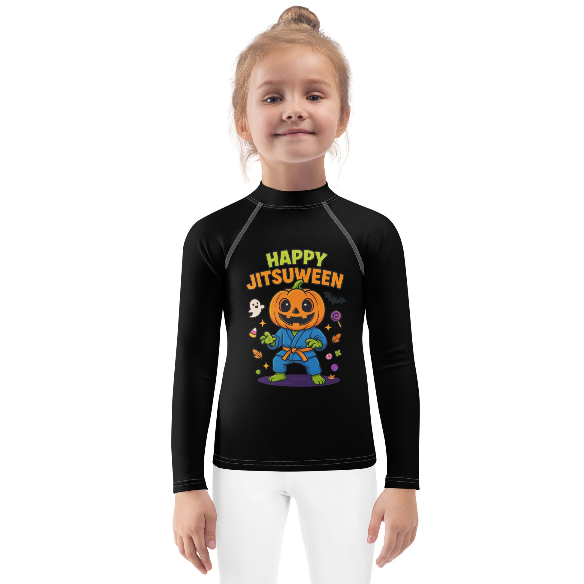Kids Halloween BJJ Rashguard – Happy Jitsuween Pumpkin in Gi
