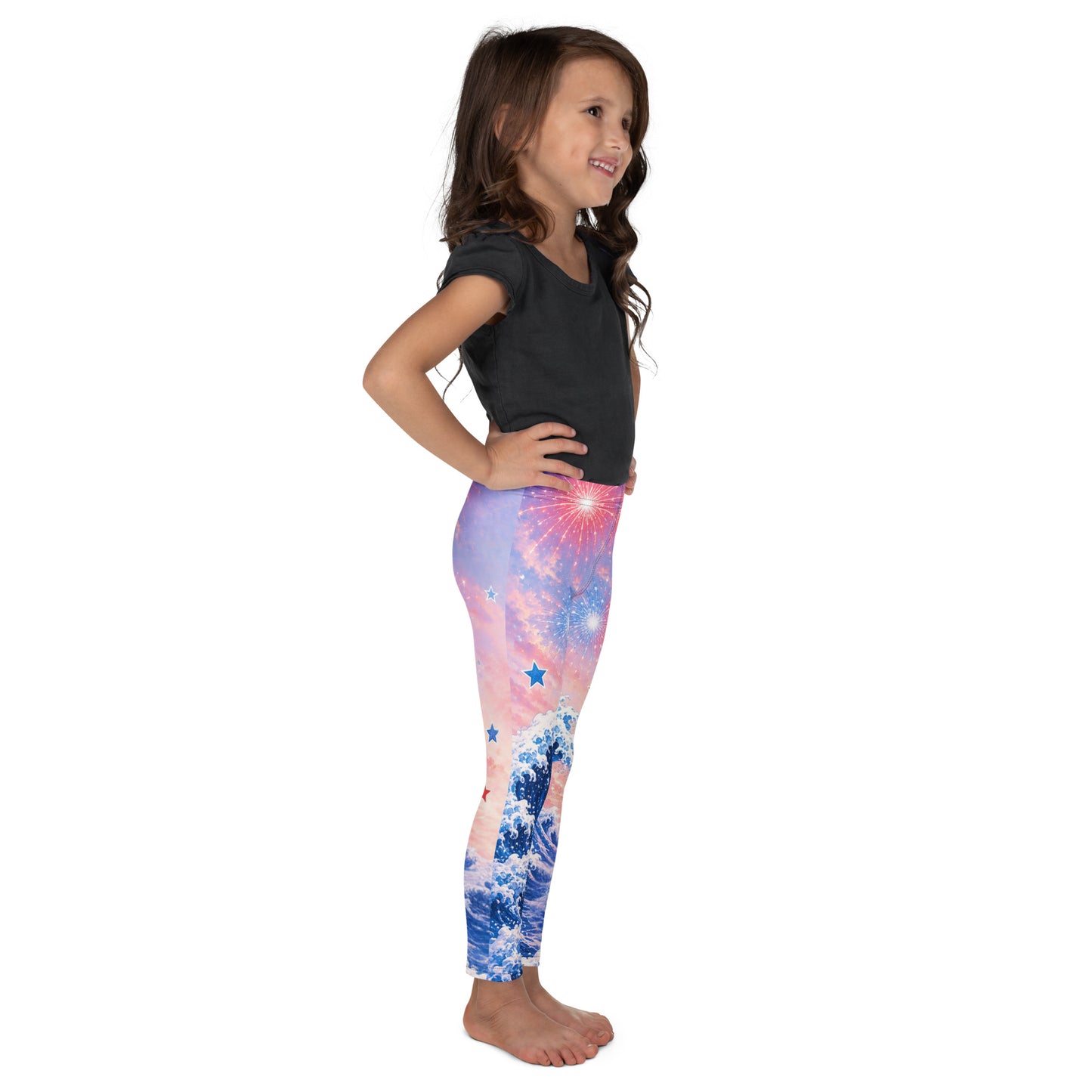 Jiujiteira Patriotic Chihuahua Kids Leggings | USA Fireworks & Ocean Wave Youth Leggings | Matching BJJ Girls Leggings 🇺🇸🐶