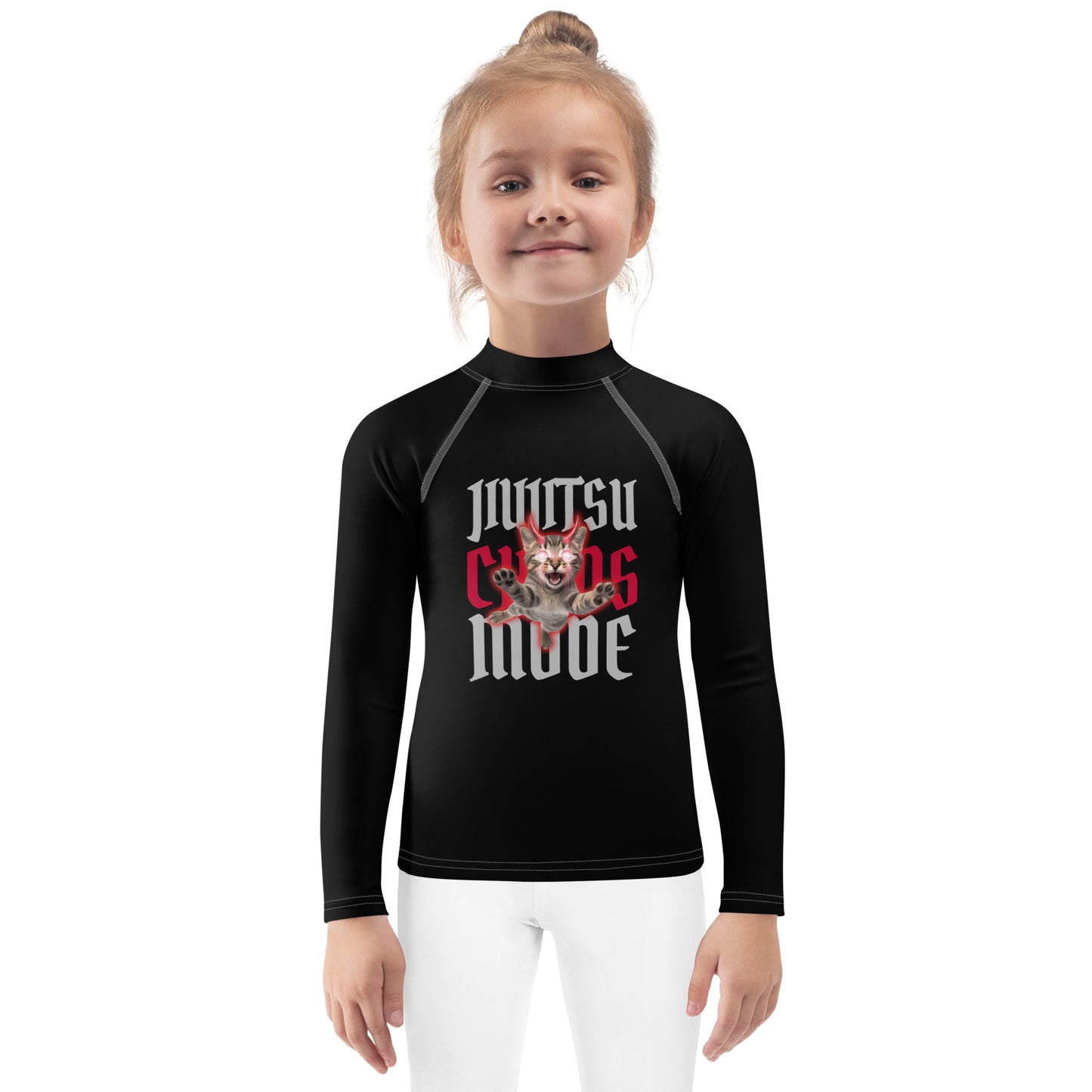 Kids BJJ Rash Guard- Jiujitsu Chaos Mode | Jiujiteira No-Gi Shirt for Girls (Sizes 2T–7)-rash guard-The Women of Jiujitsu