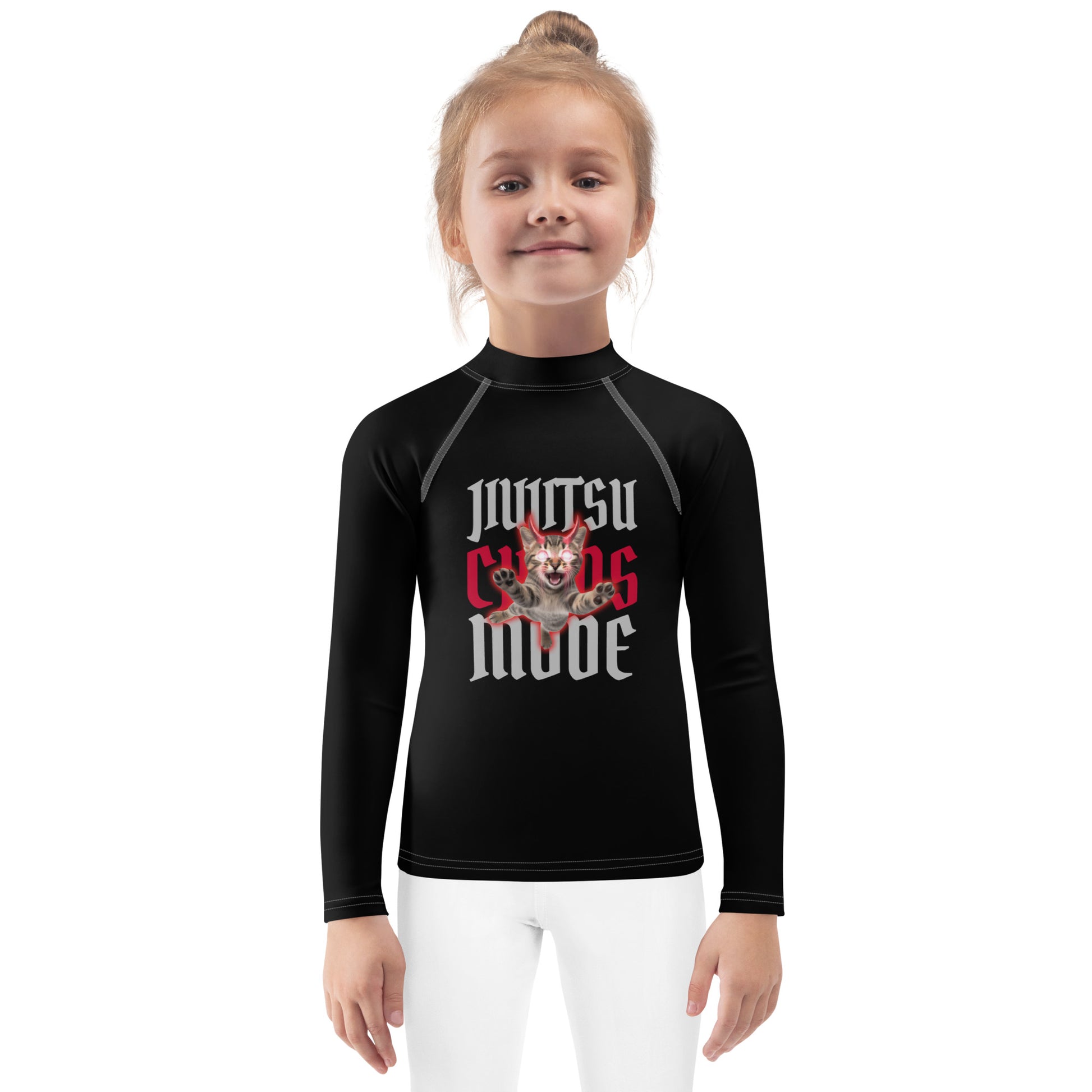 Kids BJJ Rash Guard- Jiujitsu Chaos Mode | Jiujiteira No-Gi Shirt for Girls (Sizes 2T–7)-rash guard-The Women of Jiujitsu