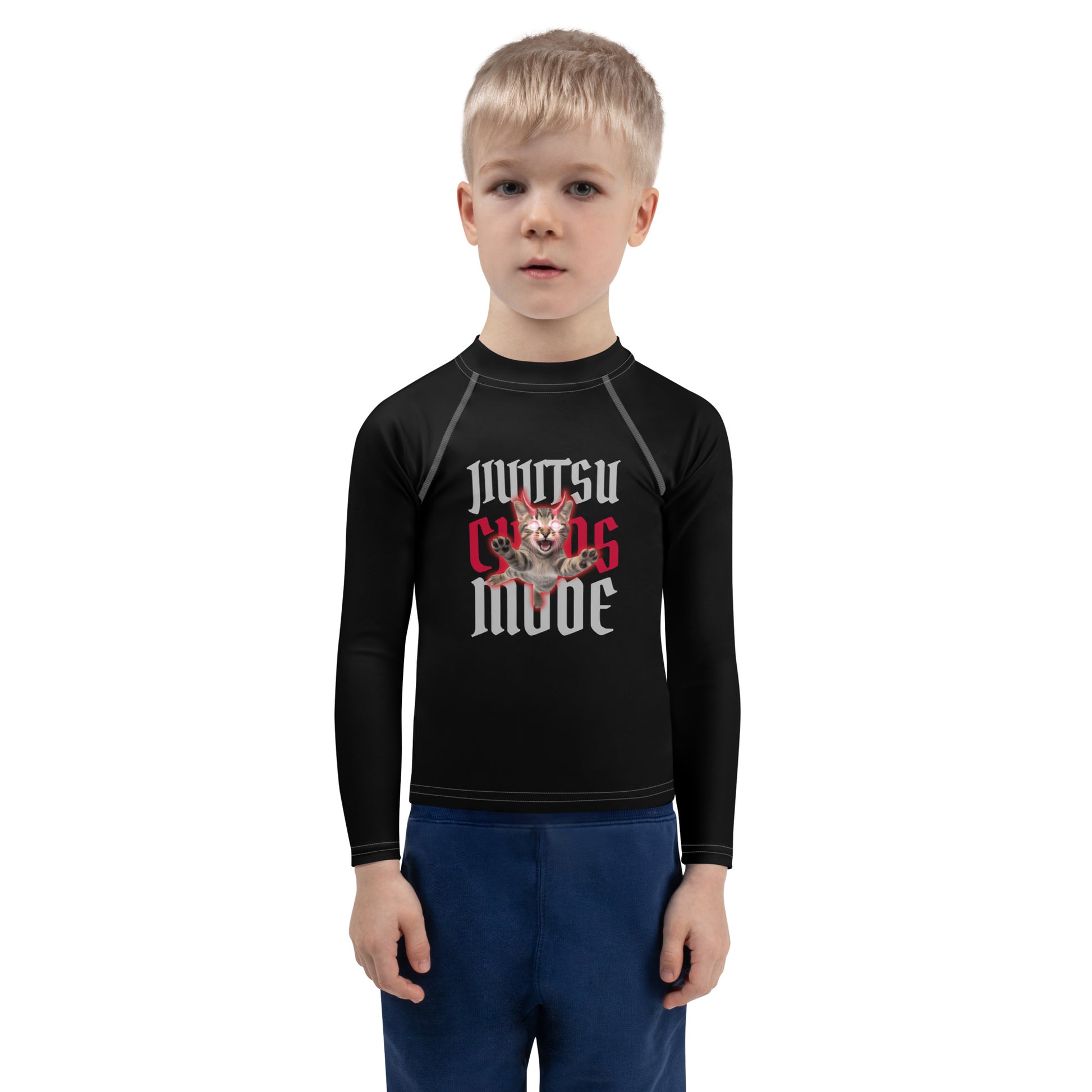 Kids BJJ Rash Guard- Jiujitsu Chaos Mode | Jiujiteira No-Gi Shirt for Girls (Sizes 2T–7)-rash guard-The Women of Jiujitsu