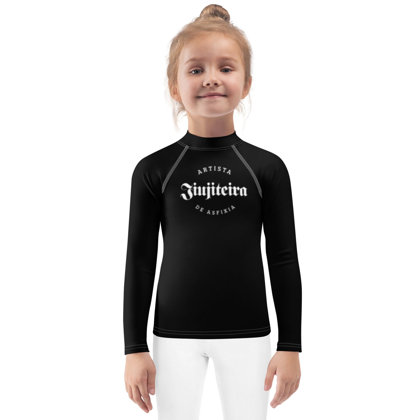Kids BJJ Rash Guard – Black Minimalist Jiujiteira | Long Sleeve No-Gi Training Shirt-rash guard-The Women of Jiujitsu