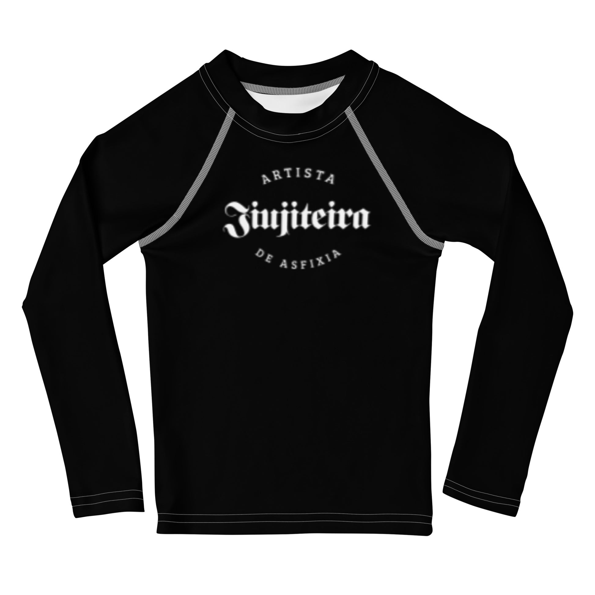 Kids BJJ Rash Guard – Black Minimalist Jiujiteira | Long Sleeve No-Gi Training Shirt-rash guard-The Women of Jiujitsu