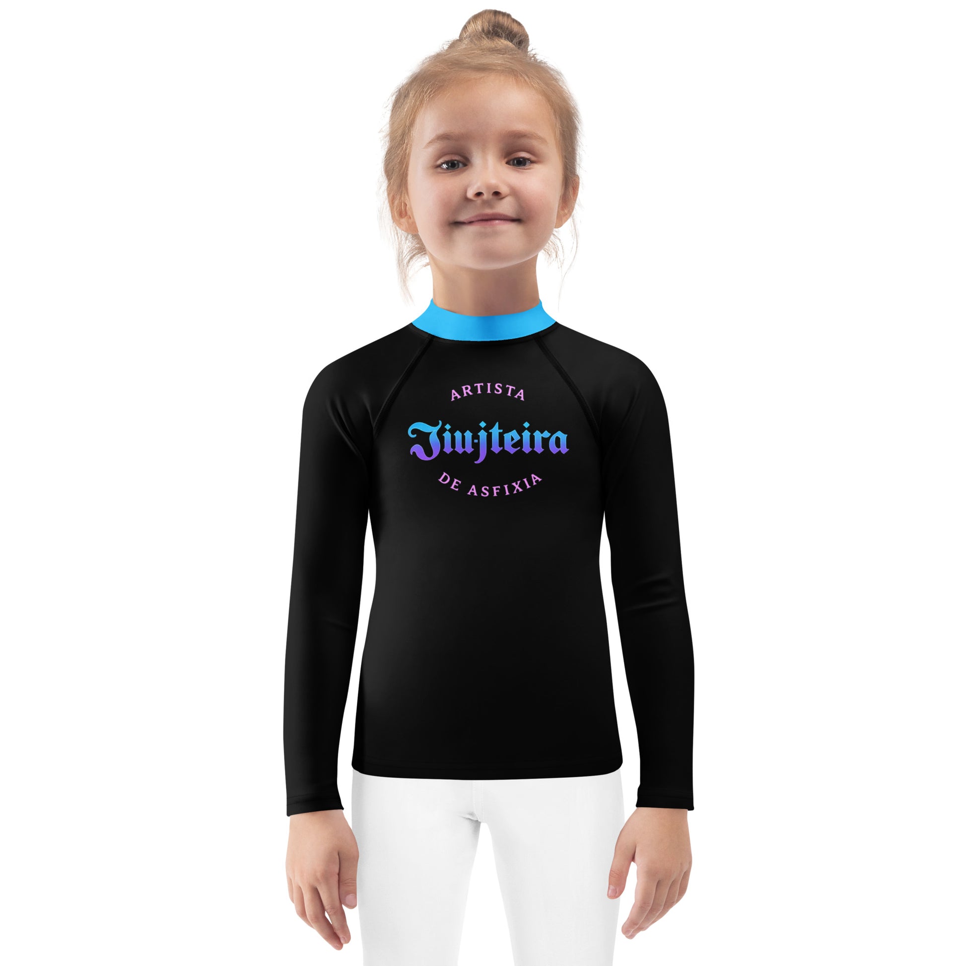 Kids BJJ Rash Guard – Neon Jiujiteira Logo | Kids No-Gi Training Shirt for Jiu-Jitsu-activewear-The Women of Jiujitsu