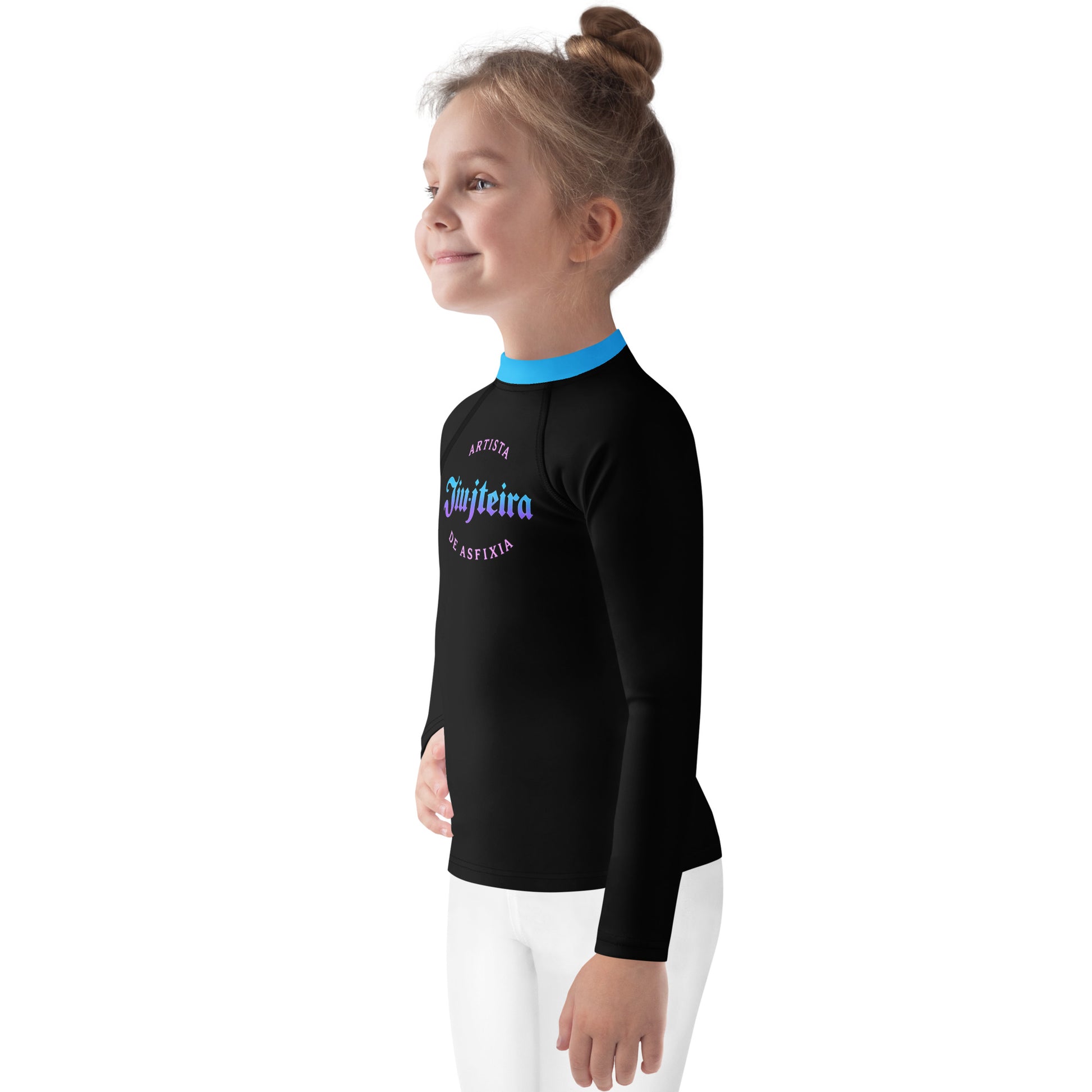Kids BJJ Rash Guard – Neon Jiujiteira Logo | Kids No-Gi Training Shirt for Jiu-Jitsu-activewear-The Women of Jiujitsu