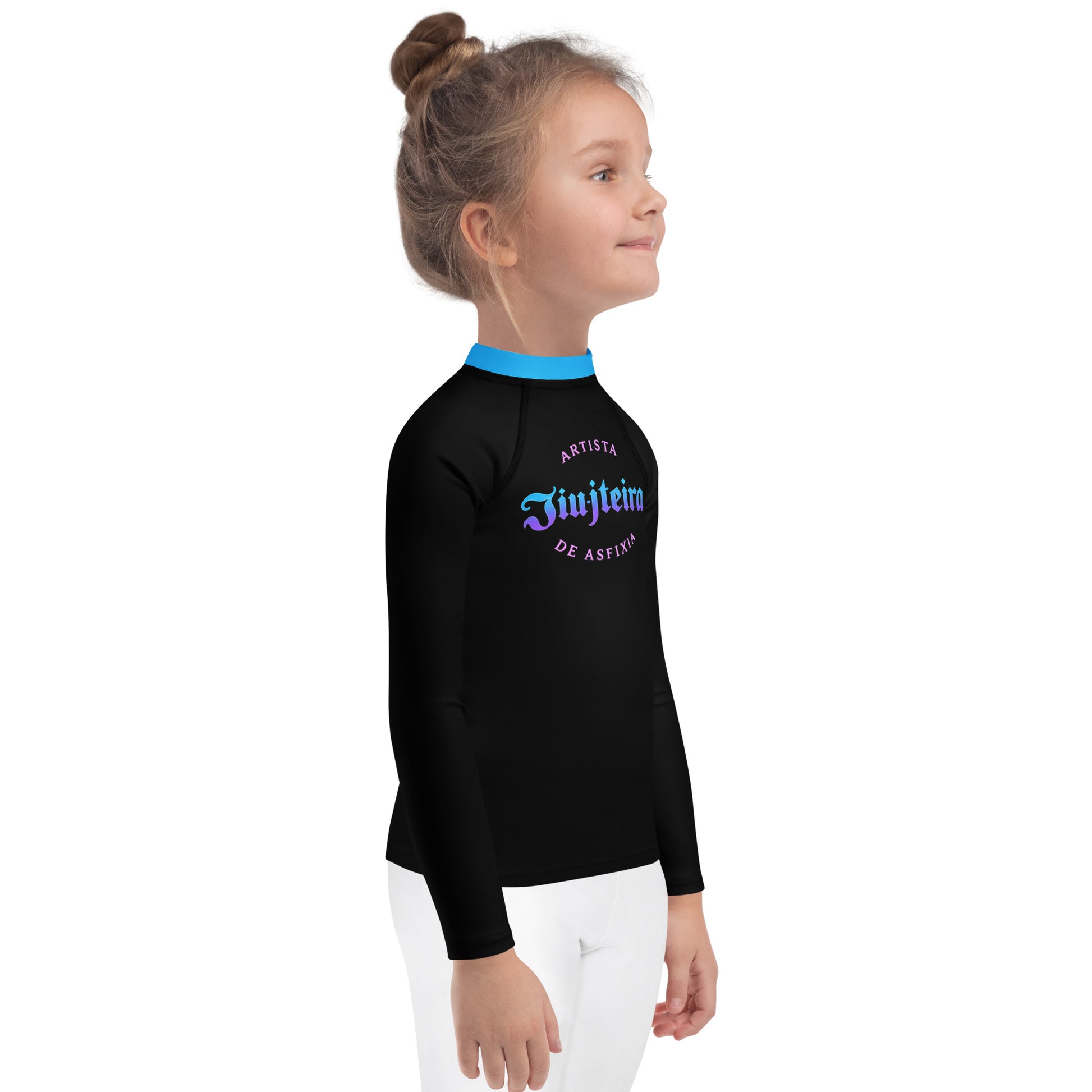 Kids BJJ Rash Guard – Neon Jiujiteira Logo | Kids No-Gi Training Shirt for Jiu-Jitsu-activewear-The Women of Jiujitsu