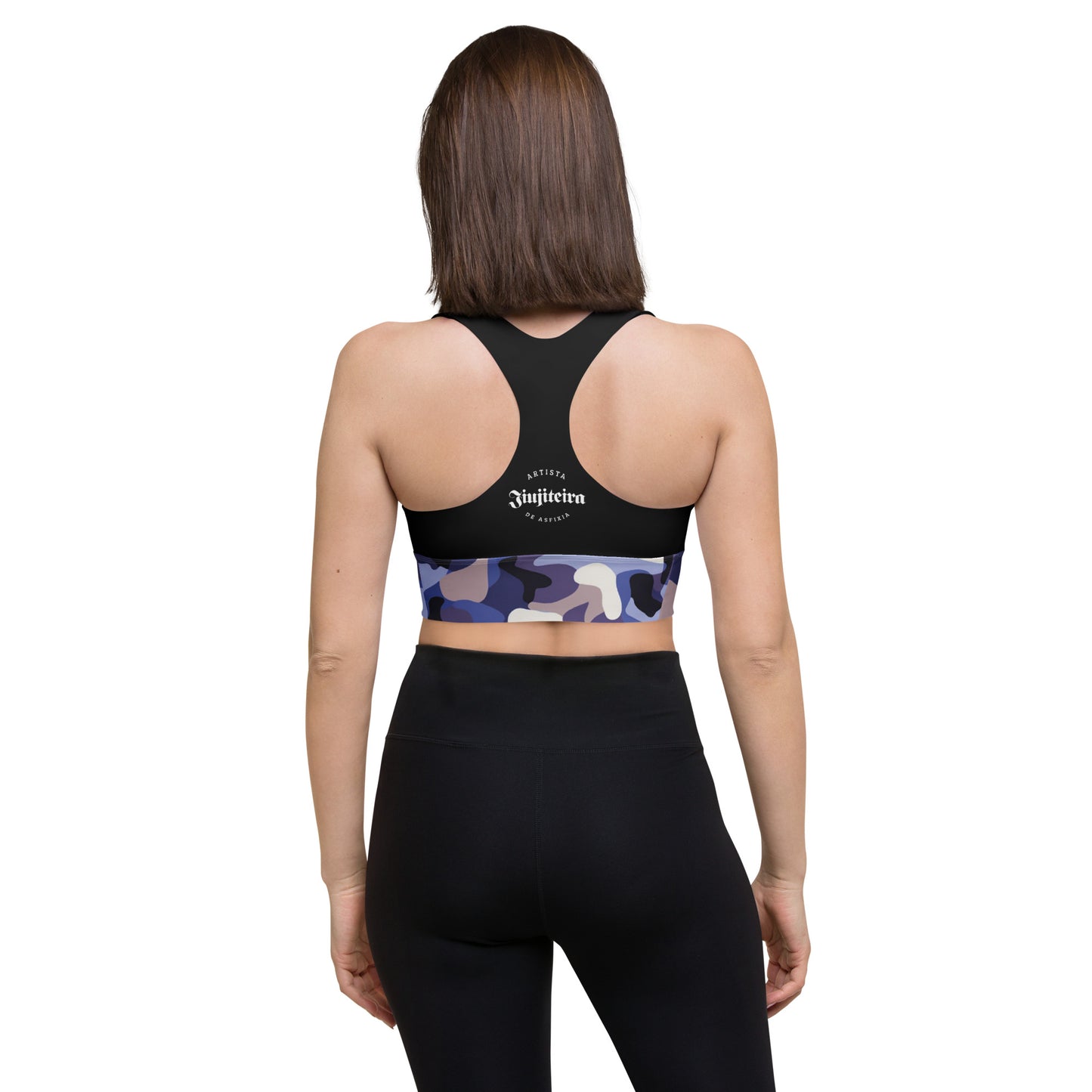 Longline sports bra- Jiujiteira Camouflage, Black