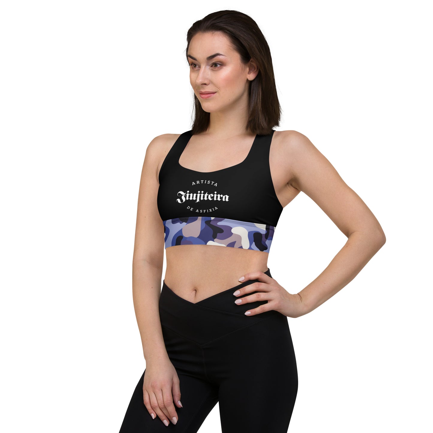 Longline sports bra- Jiujiteira Camouflage, Black