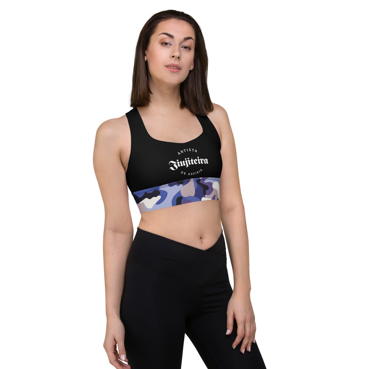Longline sports bra- Jiujiteira Camouflage, Black