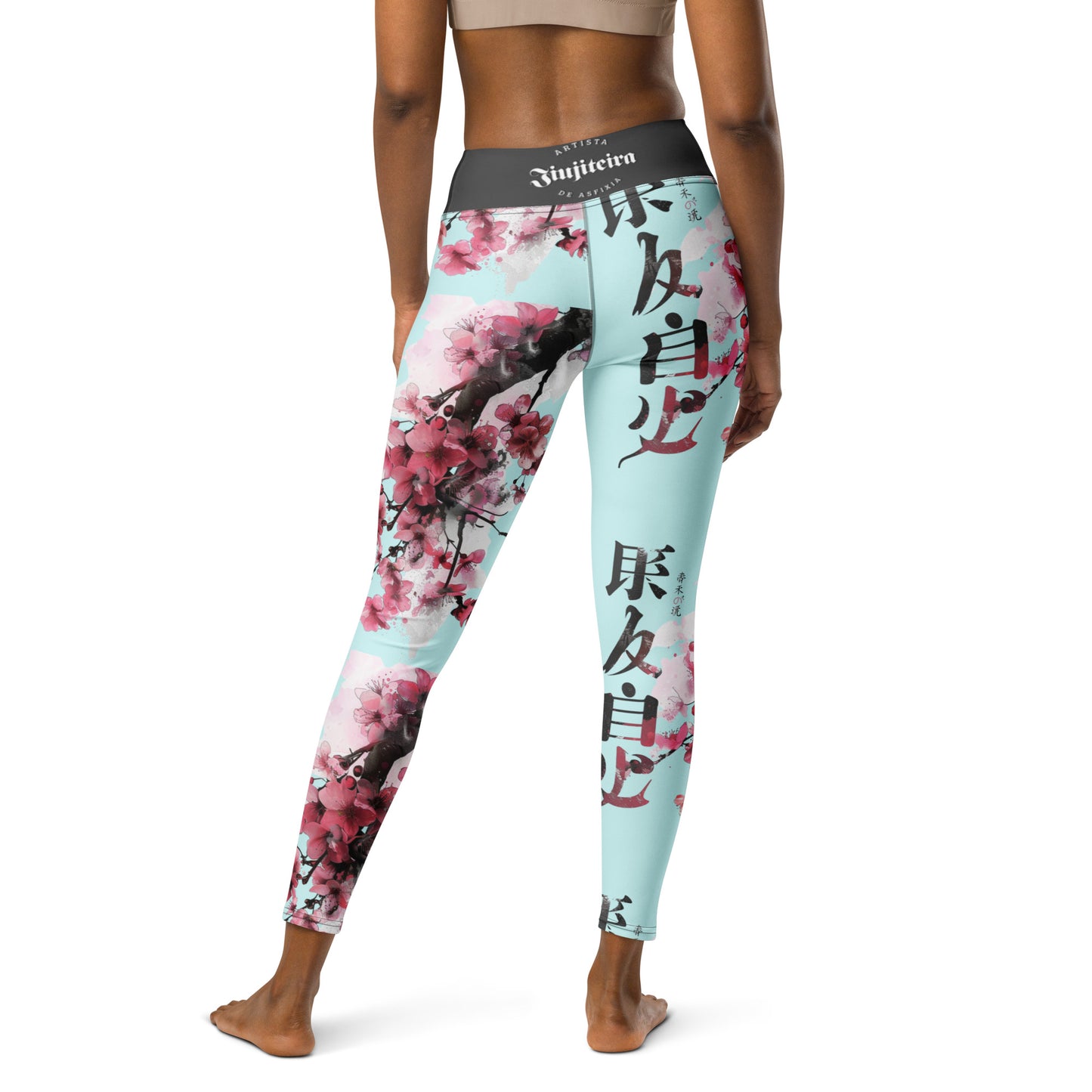 Women's BJJ Leggings- Cherry Blossom Cyan