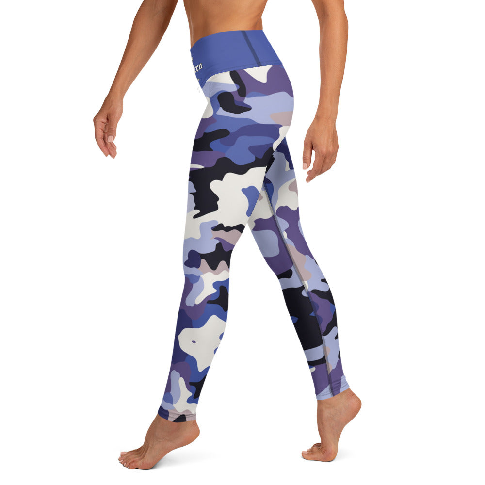 Women's BJJ Leggings- Jiujiteira Camouflage, Blue Waist Band