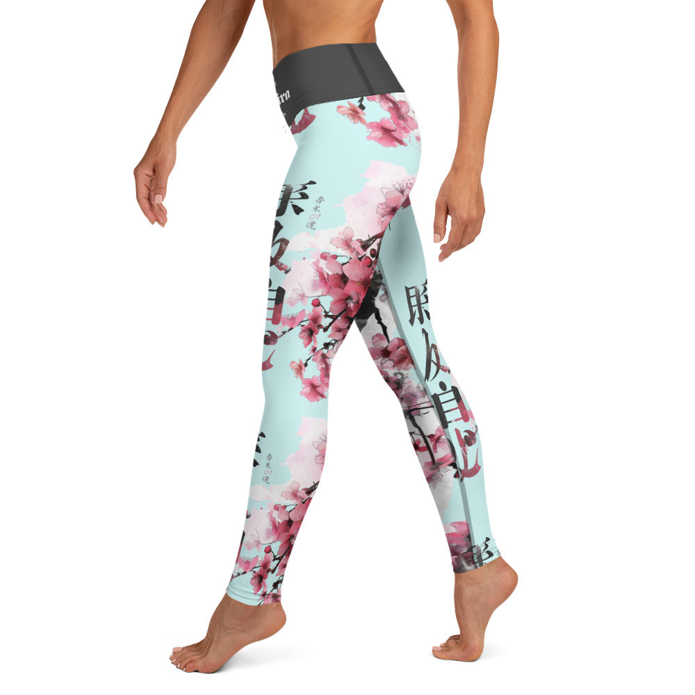Women's BJJ Leggings- Cherry Blossom Cyan