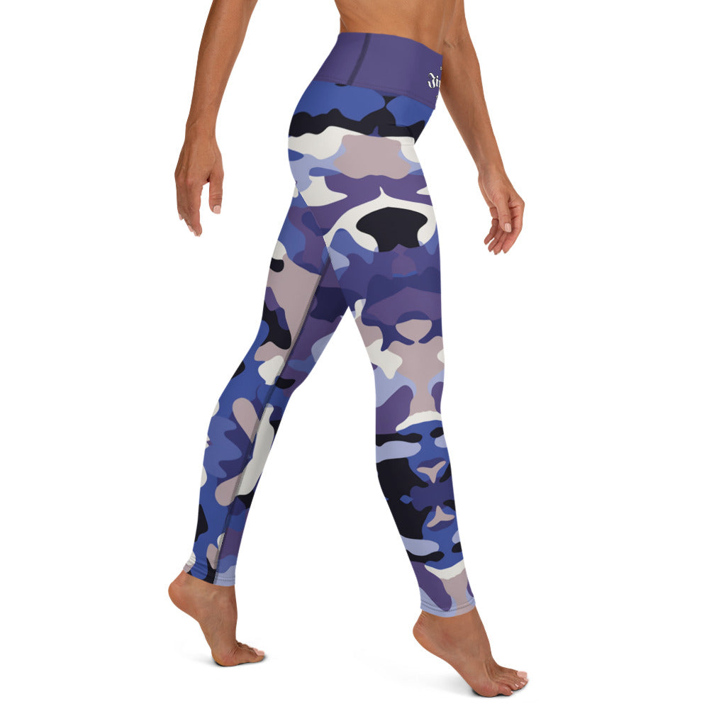Women's BJJ Leggings- Jiujiteira Camouflage, Purple Waist Band