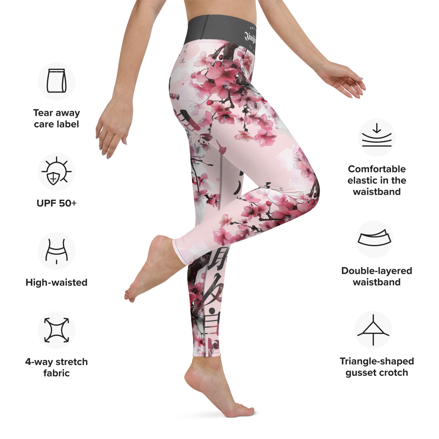 Women's BJJ Leggings- Jiujiteira Cherry Blossom Pink