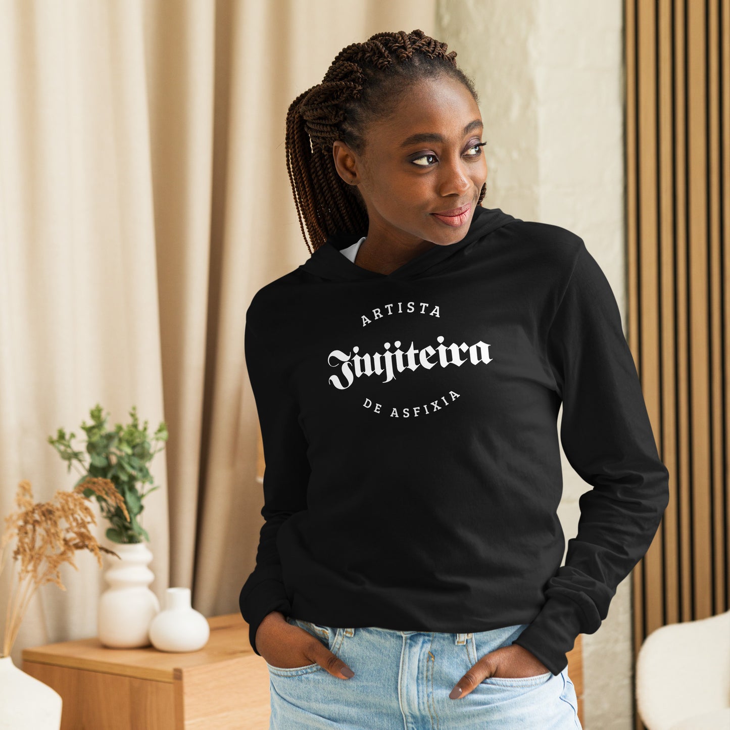 Hooded long-sleeve tee- JiuJitsu Women, Jiu Jitsu Shirt, Jiujiteira T-shirt, BJJ T-Shirt, BJJ T-shirt