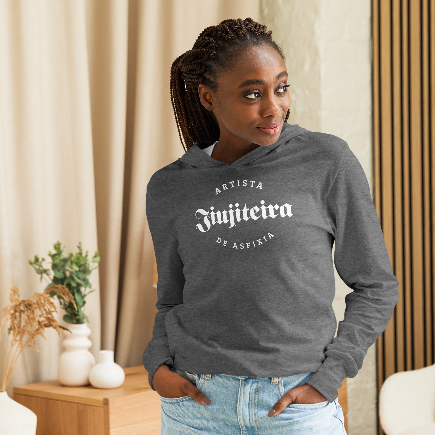 Hooded long-sleeve tee- JiuJitsu Women, Jiu Jitsu Shirt, Jiujiteira T-shirt, BJJ T-Shirt, BJJ T-shirt