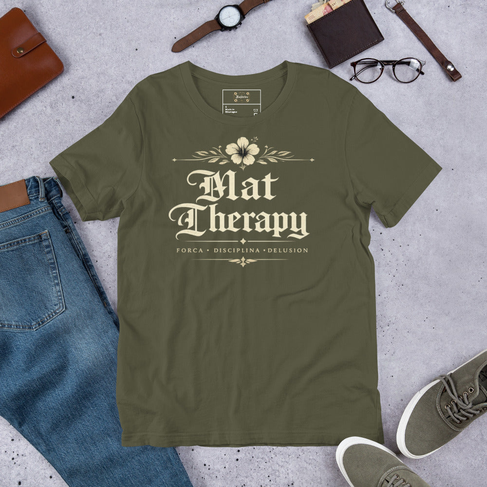 Mat Therapy Unisex Graphic T-Shirt – Vintage Brazilian Jiu Jitsu Shirt for Women & Grapplers