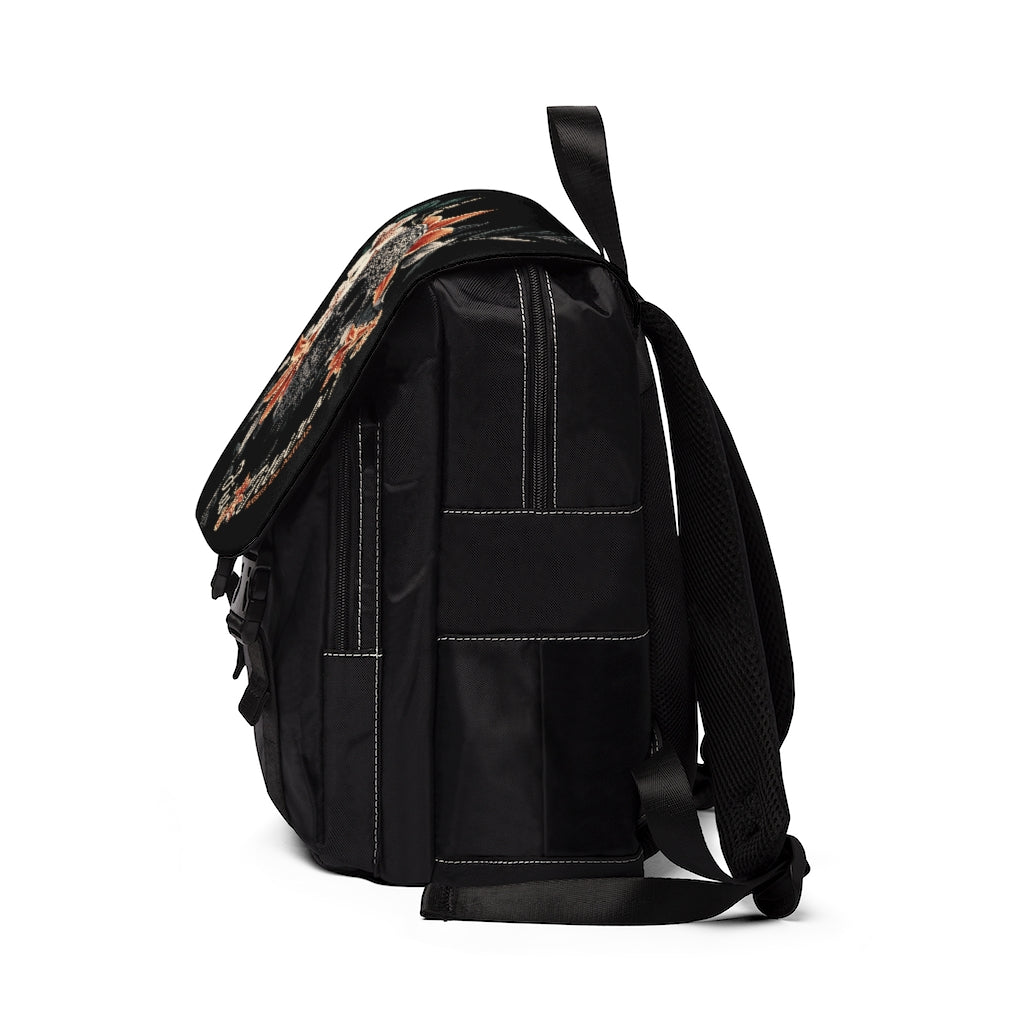 Unisex Casual Shoulder Backpack- JiuJiteira Sugar Skull Tropical Logo - The Women of Jiujitsu