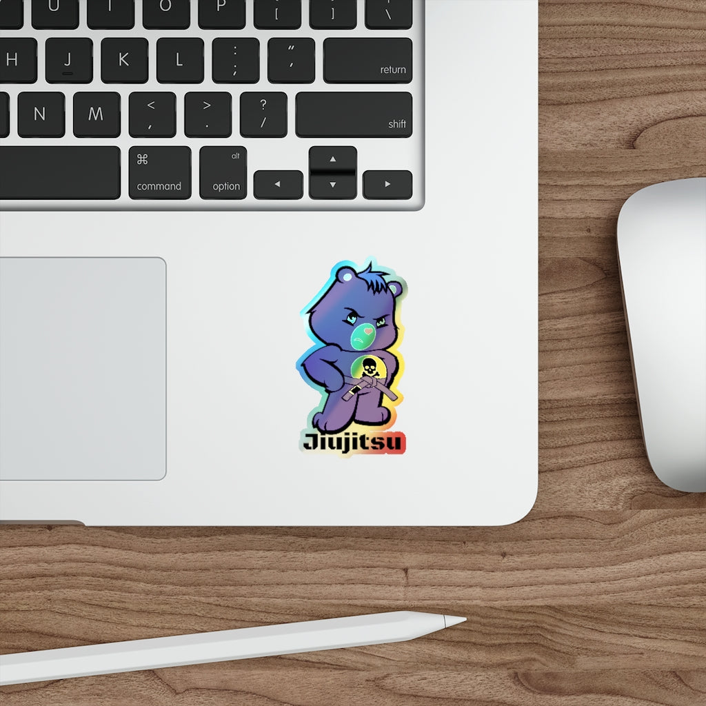 Holographic Die-cut Stickers- Brazilian Jiujitsu Purple Belt Bear sticker - The Women of Jiujitsu