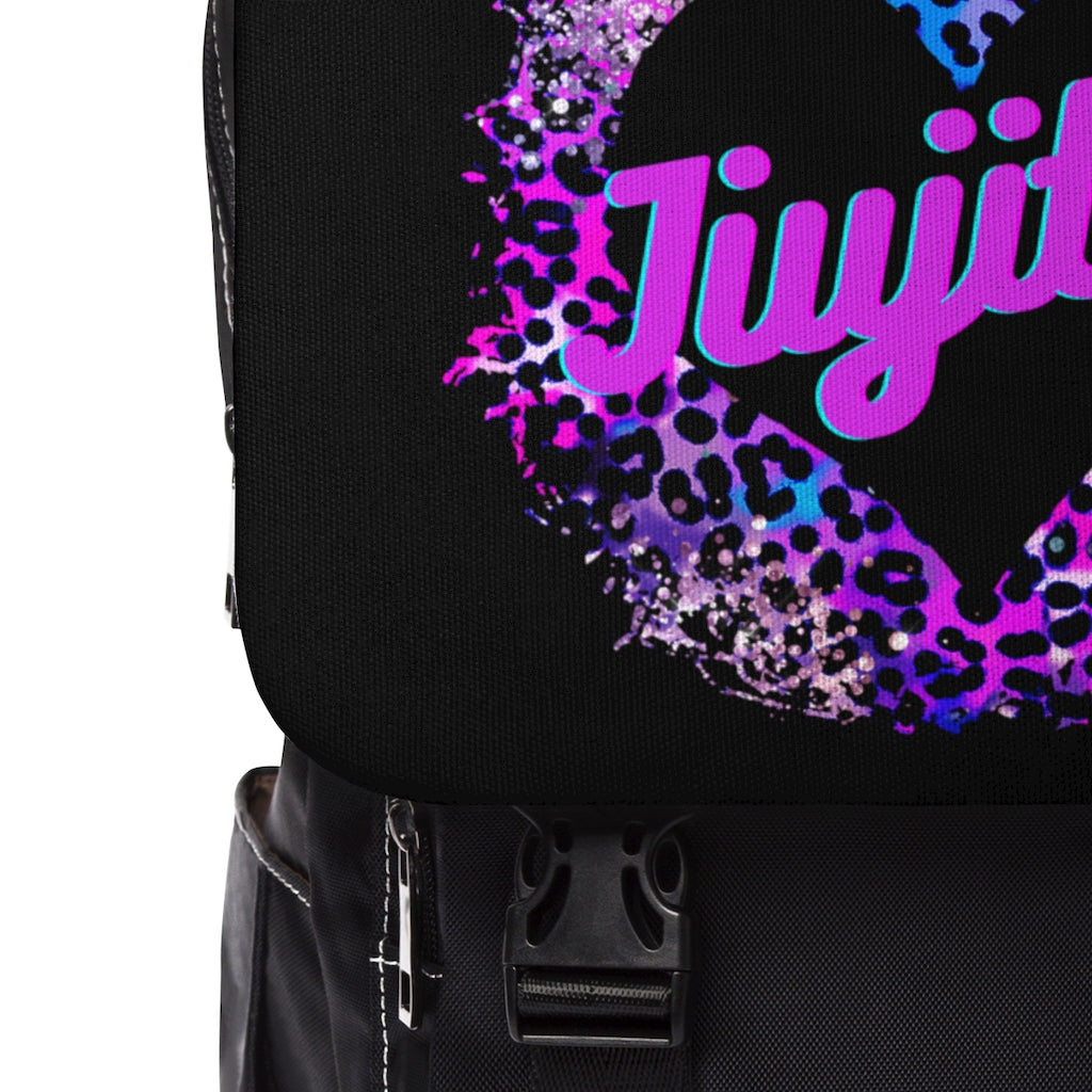Unisex Casual Shoulder Backpack- JiuJitsu Love Neon Leopard Black - The Women of Jiujitsu