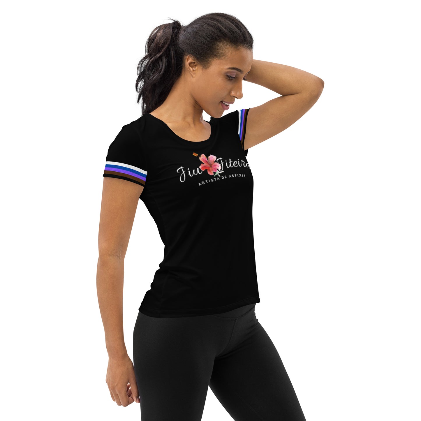 All-Over Print Women's Athletic T-shirt- Jiujitsu Ranked Stripes - The Women of Jiujitsu