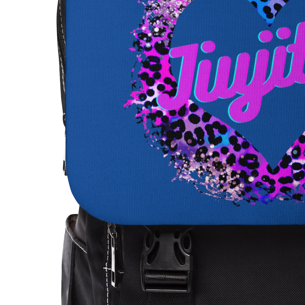 Unisex Casual Shoulder Backpack- JiuJitsu Love Neon Leopard Blue - The Women of Jiujitsu