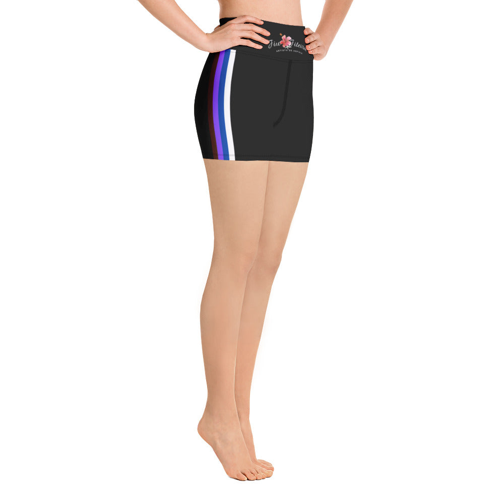 Yoga Shorts- Jiujiteira Stripes - The Women of Jiujitsu