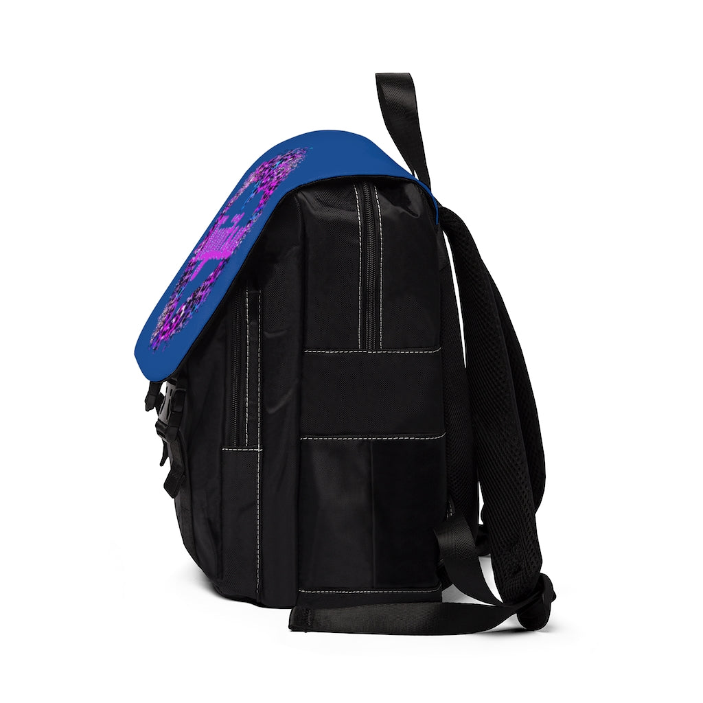 Unisex Casual Shoulder Backpack- JiuJitsu Love Neon Leopard Blue - The Women of Jiujitsu