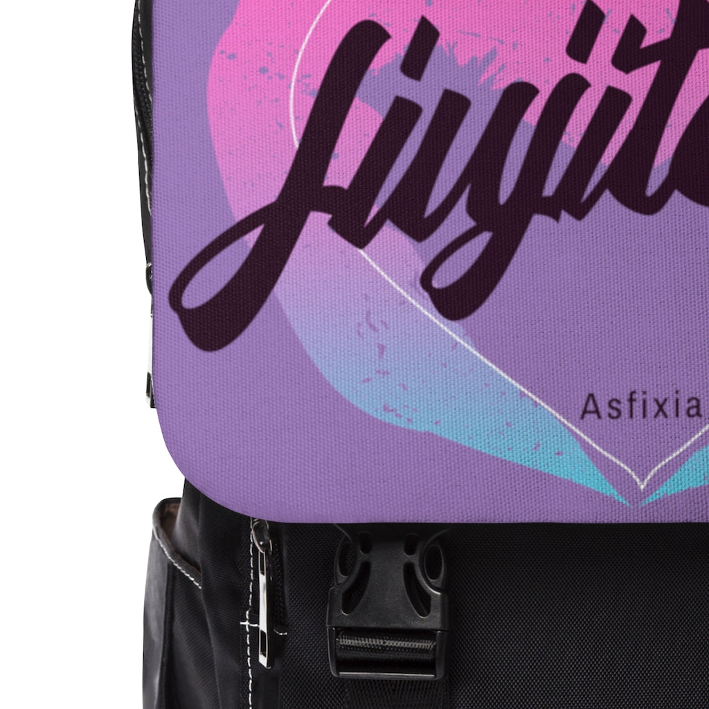 Unisex Casual Shoulder Backpack- JiuJiteira Artista DeAsfixia Valentine Purple - The Women of Jiujitsu