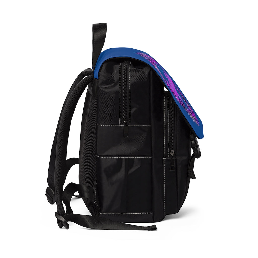 Unisex Casual Shoulder Backpack- JiuJitsu Love Neon Leopard Blue - The Women of Jiujitsu