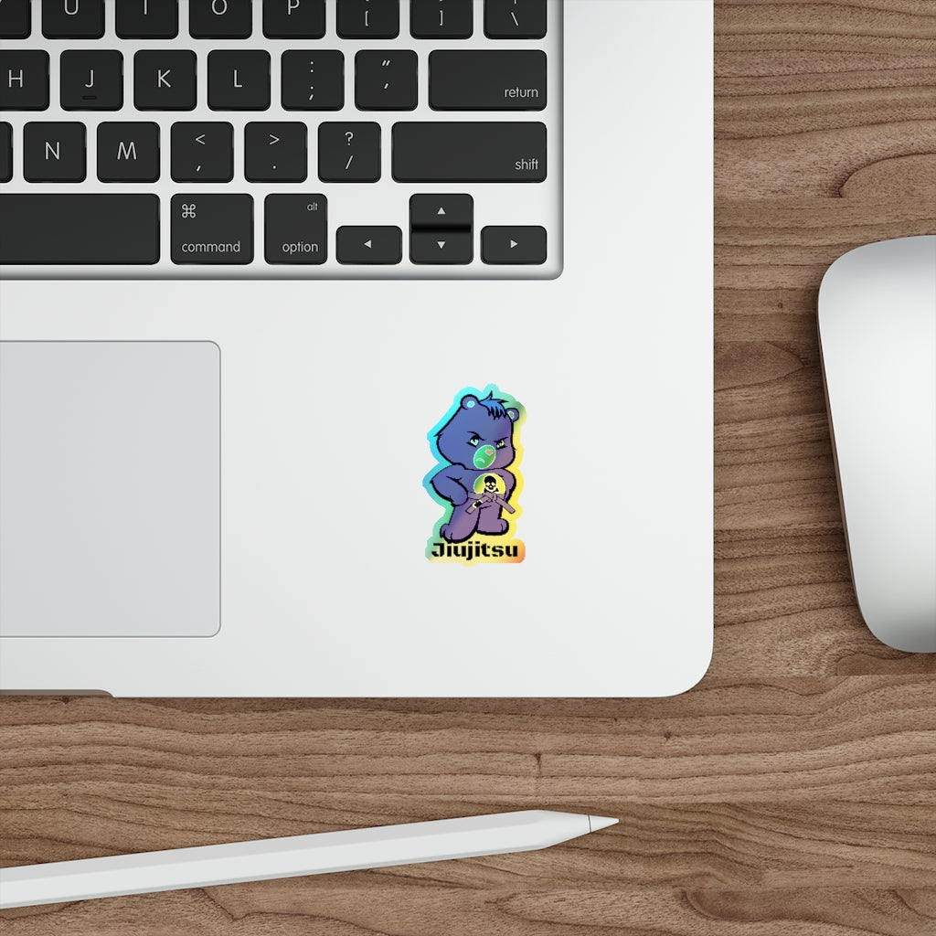 Holographic Die-cut Stickers- Brazilian Jiujitsu Purple Belt Bear sticker - The Women of Jiujitsu