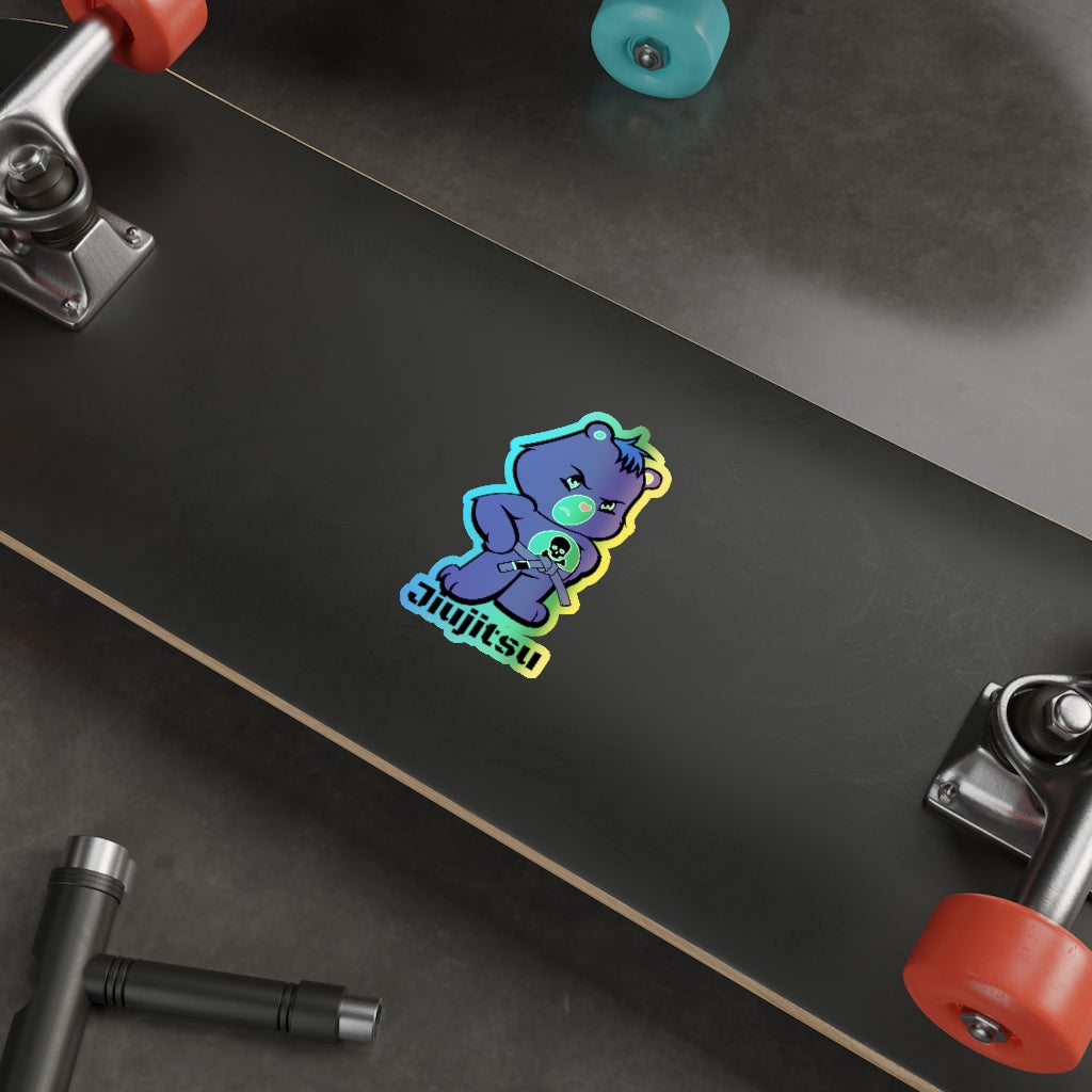 Holographic Die-cut Stickers- Brazilian Jiujitsu Purple Belt Bear sticker - The Women of Jiujitsu
