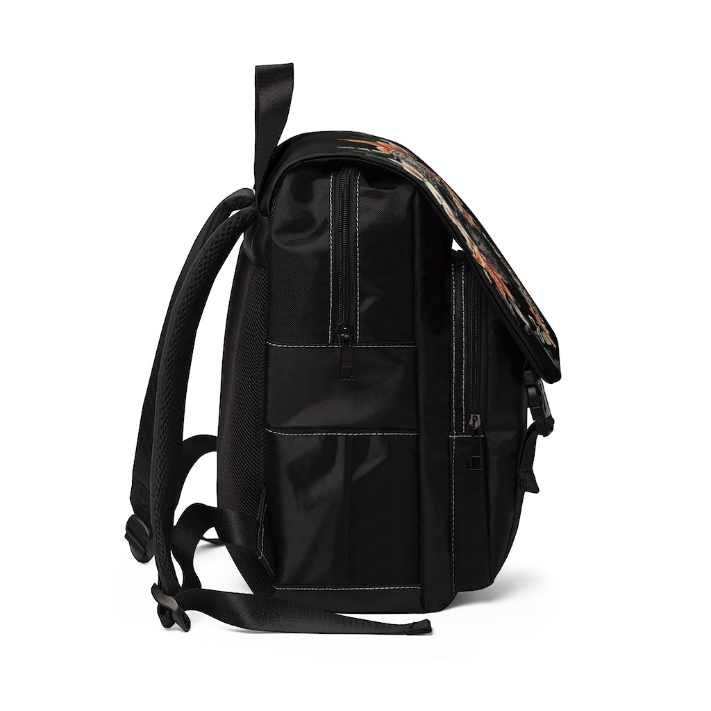 Unisex Casual Shoulder Backpack- JiuJiteira Sugar Skull Tropical Logo - The Women of Jiujitsu