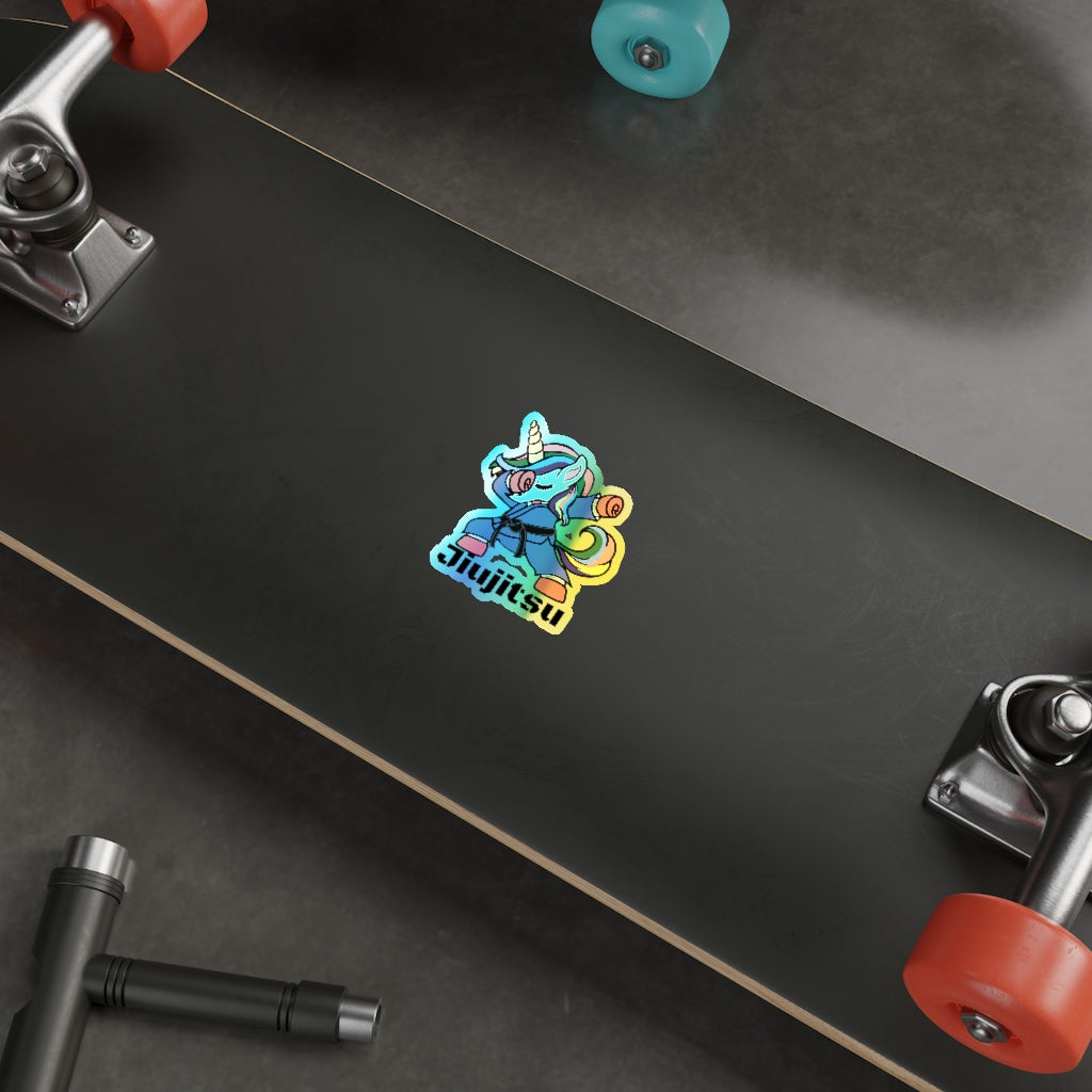 Holographic Die-cut Stickers- Brazilian Jiujitsu Black Belt Unicorn - The Women of Jiujitsu