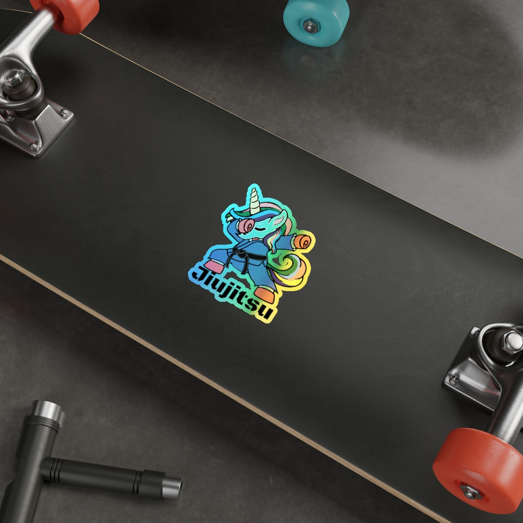 Holographic Die-cut Stickers- Brazilian Jiujitsu Black Belt Unicorn - The Women of Jiujitsu