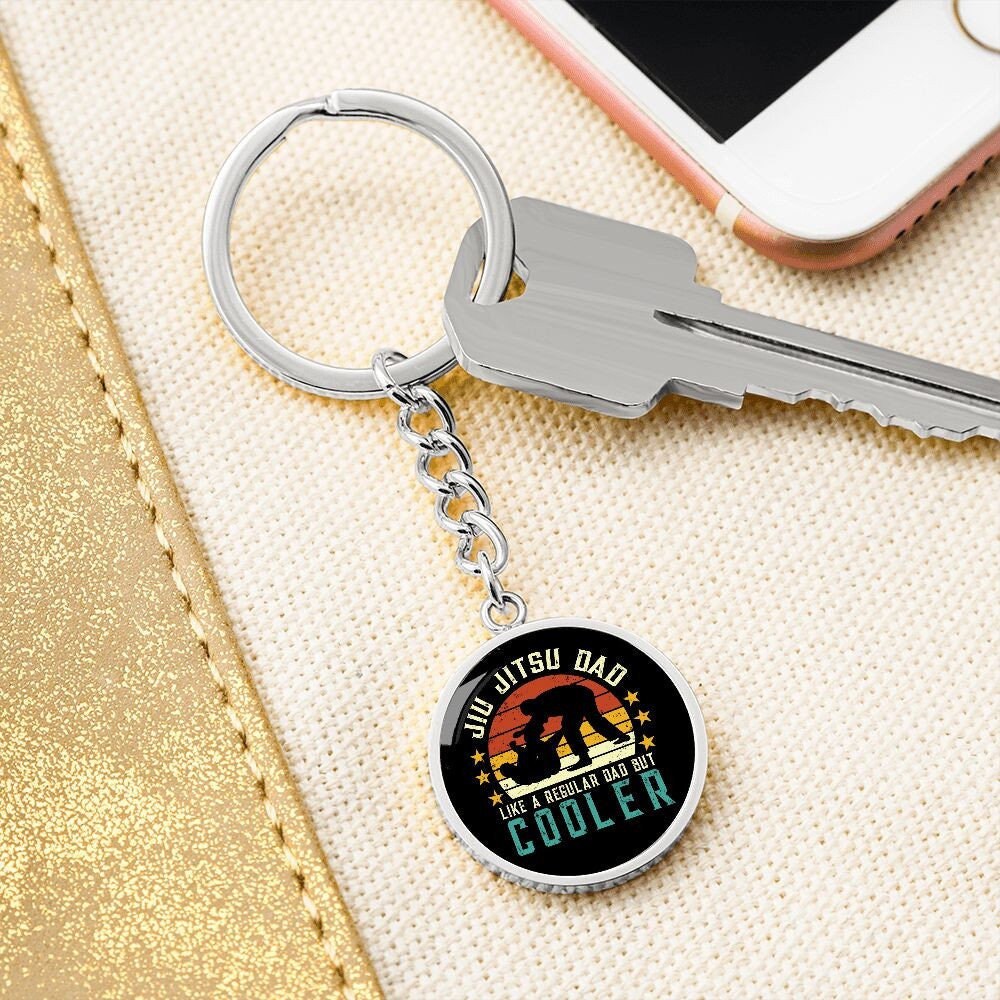 BJJ Pendant Keychain, Jiujitsu Dad, BJJ Gift for Him, BJJ Dad Gift, Brazilian Jiu-Jitsu Gifts, Bjj Charm Jewelry
