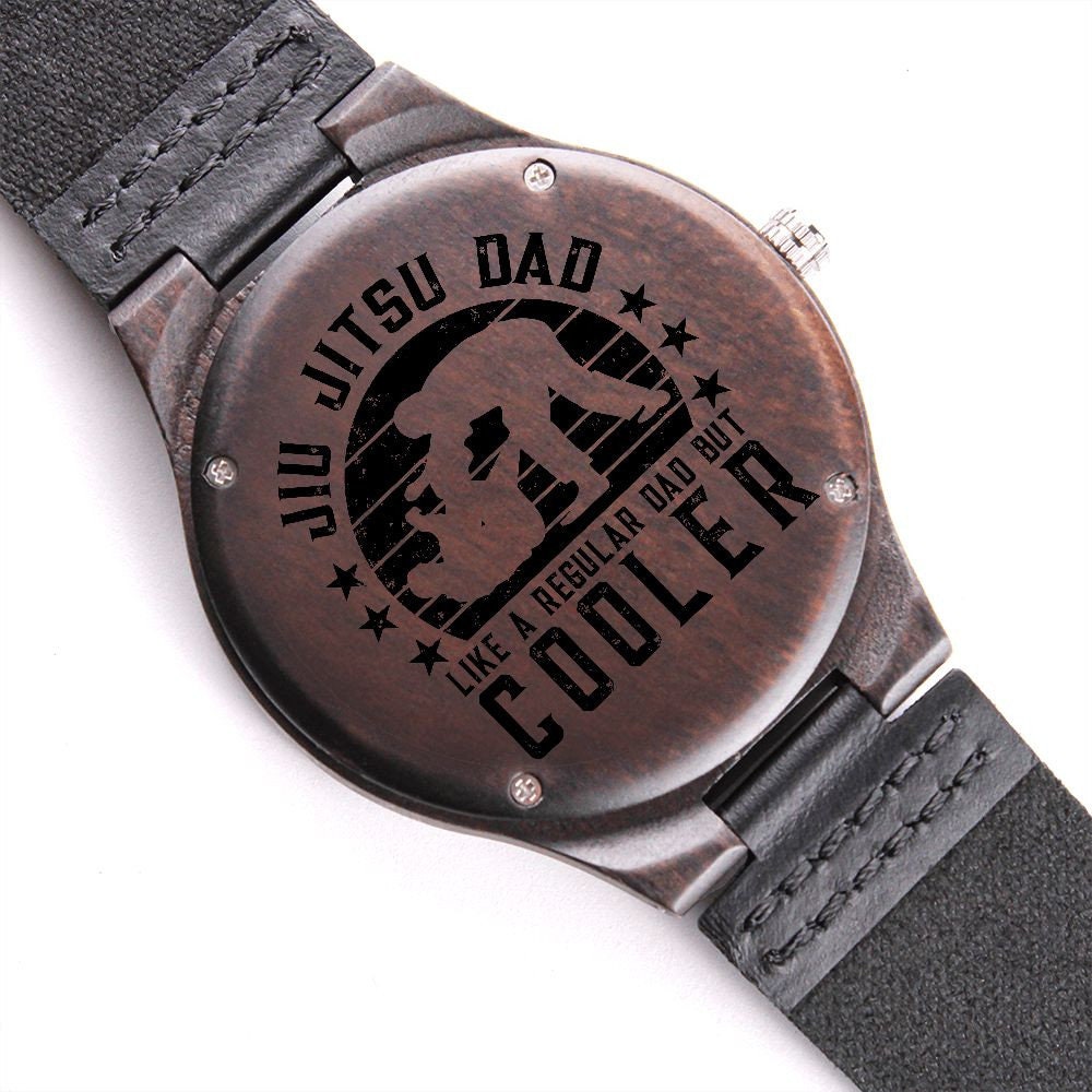Jiu Jitsu Dad Gift – Engraved Wooden Watch for BJJ Fathers | Unique Martial Arts Present