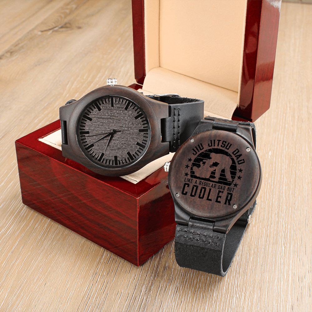 Jiu Jitsu Dad Gift – Engraved Wooden Watch for BJJ Fathers | Unique Martial Arts Present