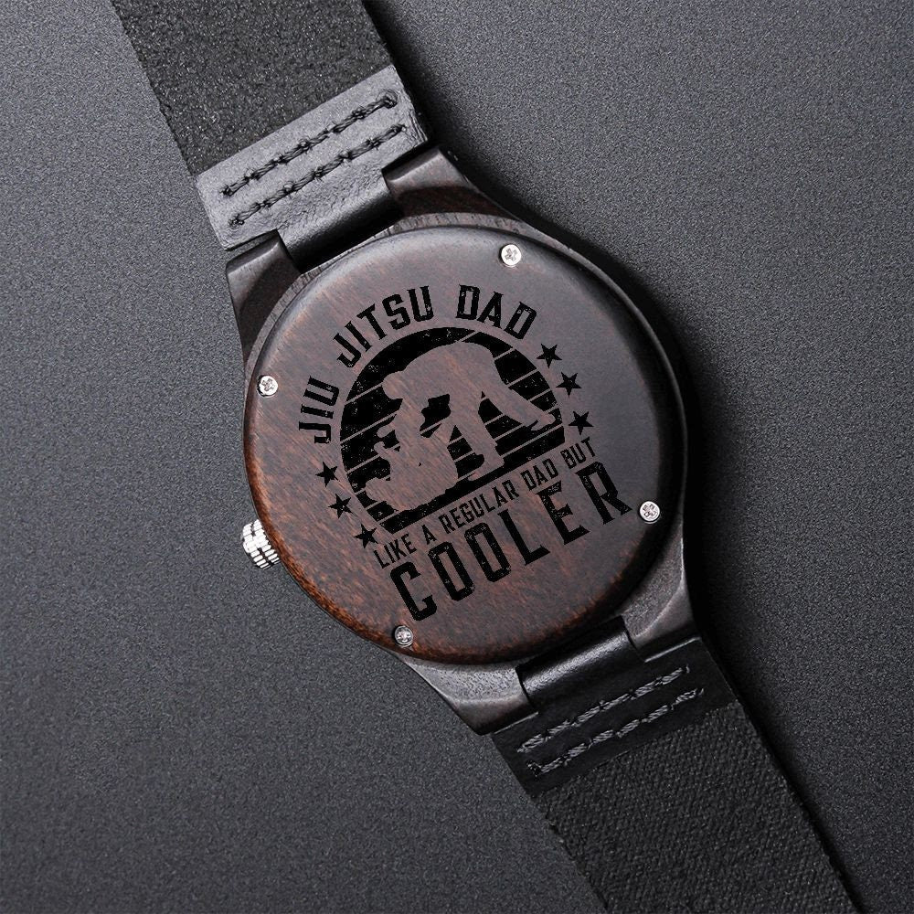 Jiu Jitsu Dad Gift – Engraved Wooden Watch for BJJ Fathers | Unique Martial Arts Present