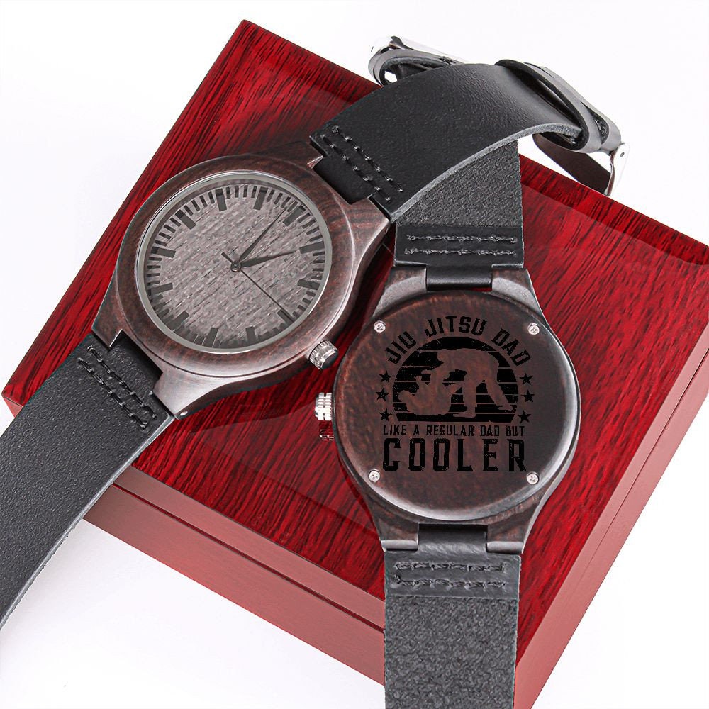 Jiu Jitsu Dad Gift – Engraved Wooden Watch for BJJ Fathers | Unique Martial Arts Present