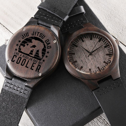 Jiu Jitsu Dad Gift – Engraved Wooden Watch for BJJ Fathers | Unique Martial Arts Present