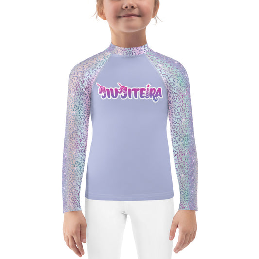 Kids BJJ Rash Guard - Jiujiteira Unicorn Logo, Diamond Print | Jiujiteira No-Gi Shirt for Girls (Sizes 2T–7)-rash guard-The Women of Jiujitsu